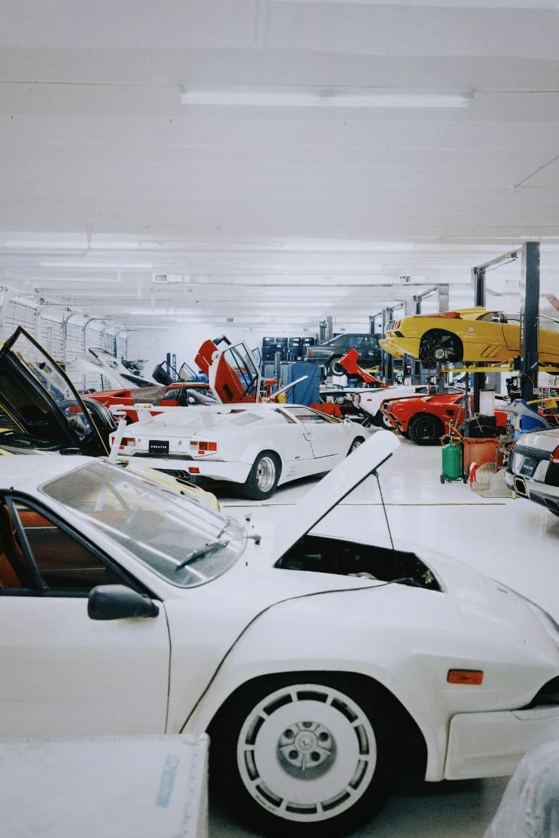 An enthusiast car mid-service